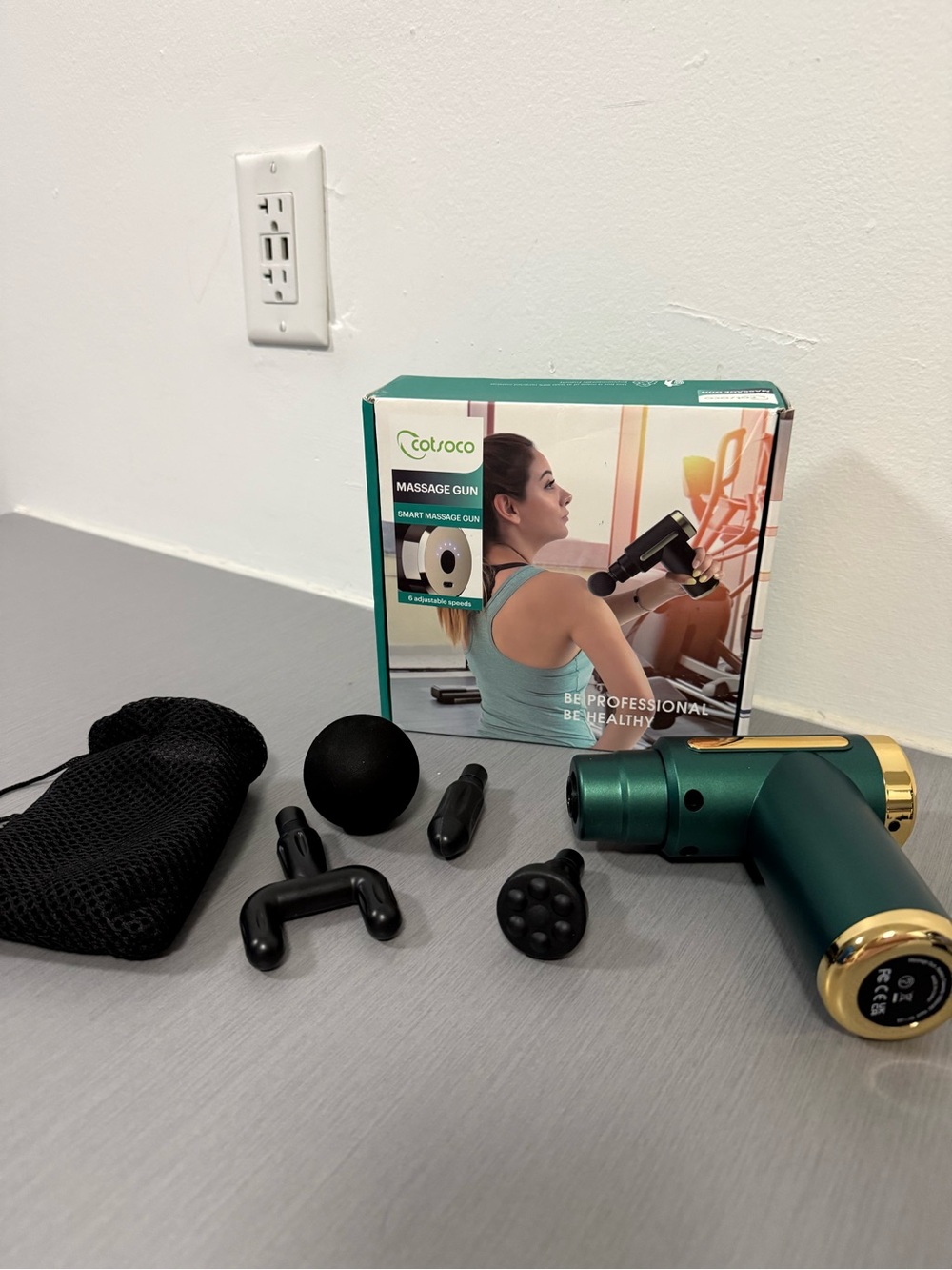 Massage Gun – 6 Speeds, 4 Massage Heads